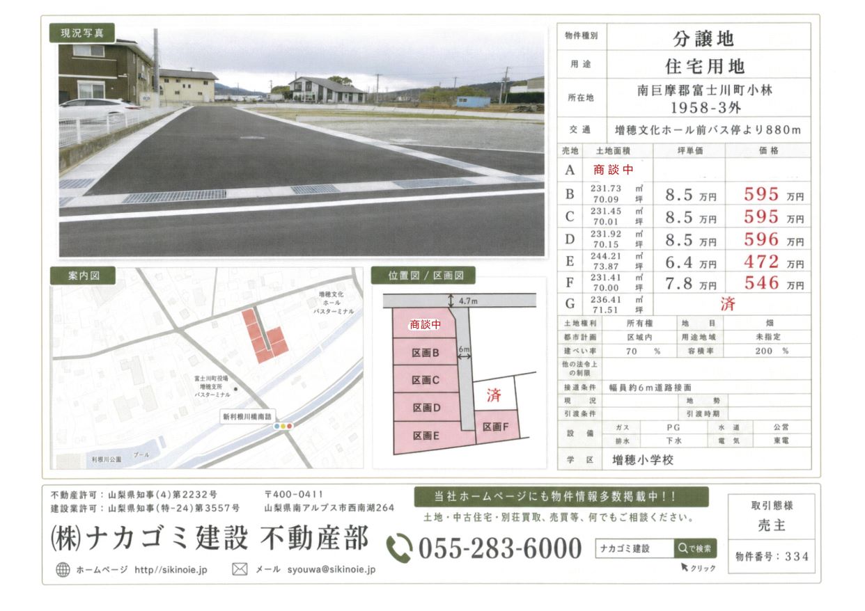 富士川町小林字往還東1958-3の物件資料・案内図